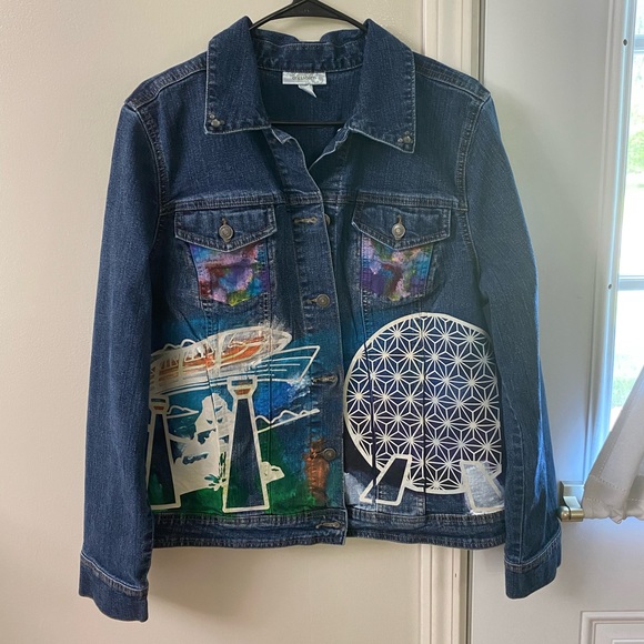 Hand-painted Disney Jean Jacket with castle patch and heat-set for durability - Picture 2 of 5
